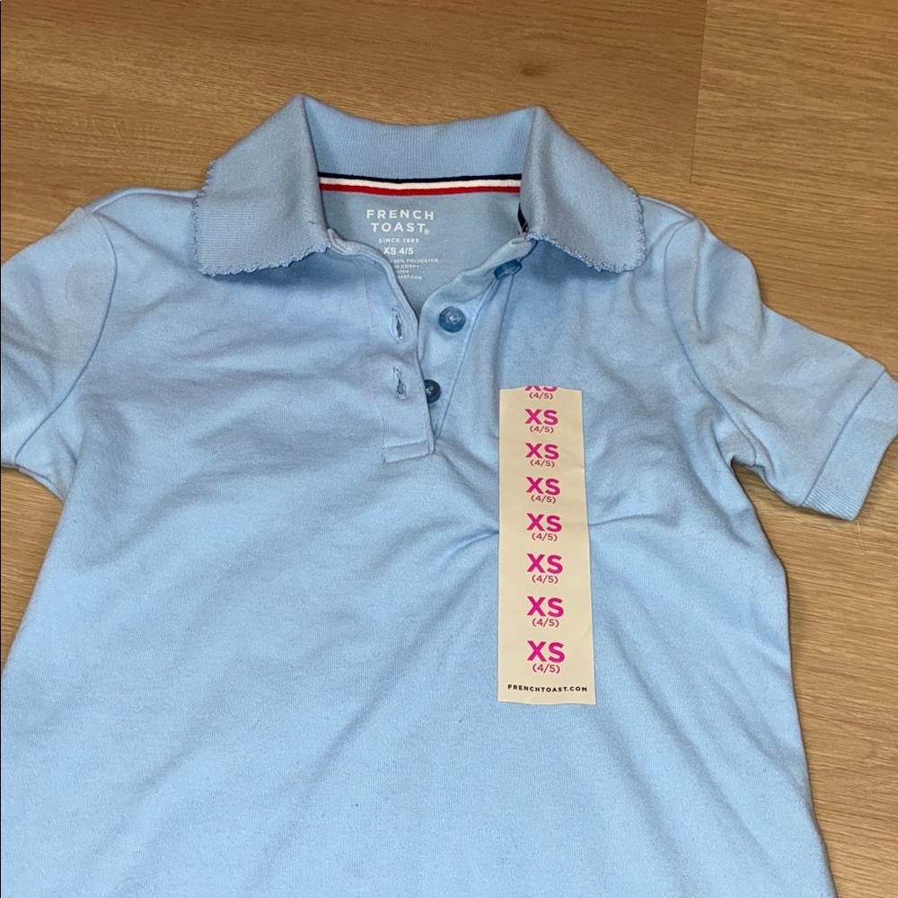 NWT French Toast Sky Blue Kids Polo Uniform Short Sleeve Shirt 4/5 - Picture 4 of 6